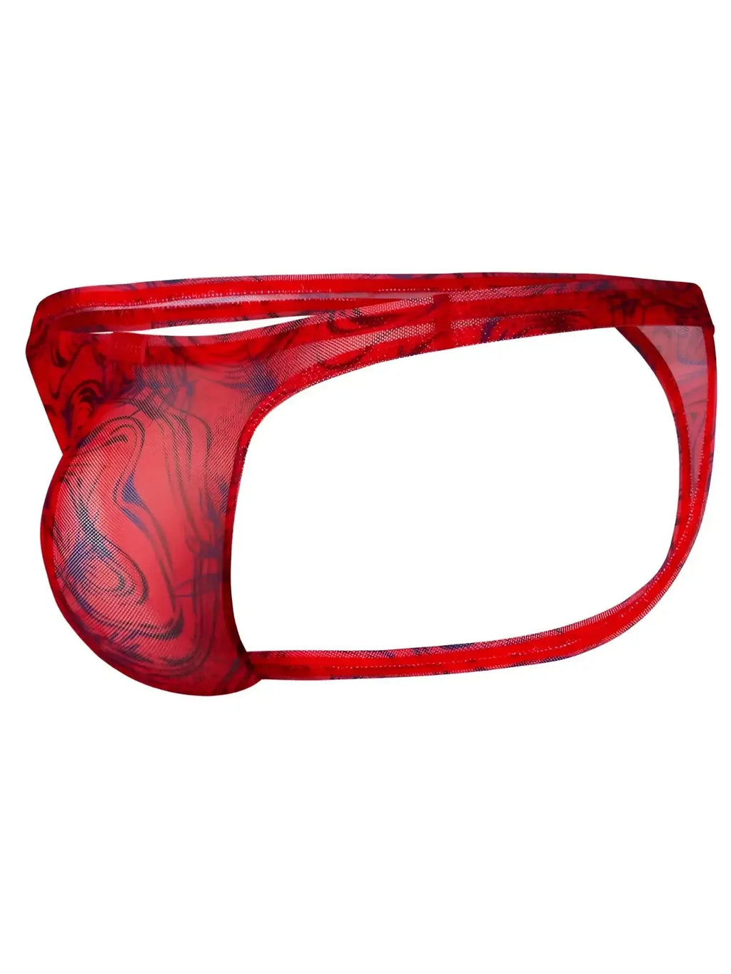 Clever 26036 Calipso thong in red, side view showing the mesh fabric pattern.