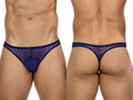 Clever 26037 Calipso thong in blue, showing front and back views on a male model.