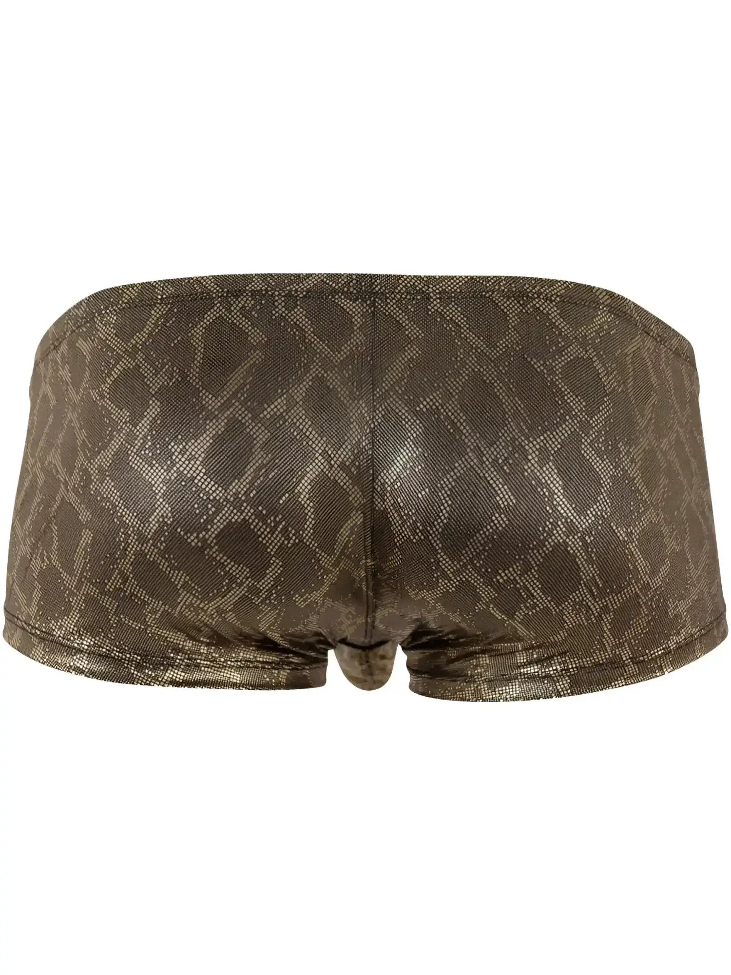 Back view of Clever 26042 Atlas trunks in metallic gold with a snakeskin pattern.