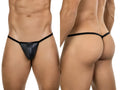 Clever 26047 Atlas G-String in black. Front and back view of the thong underwear on a male model.