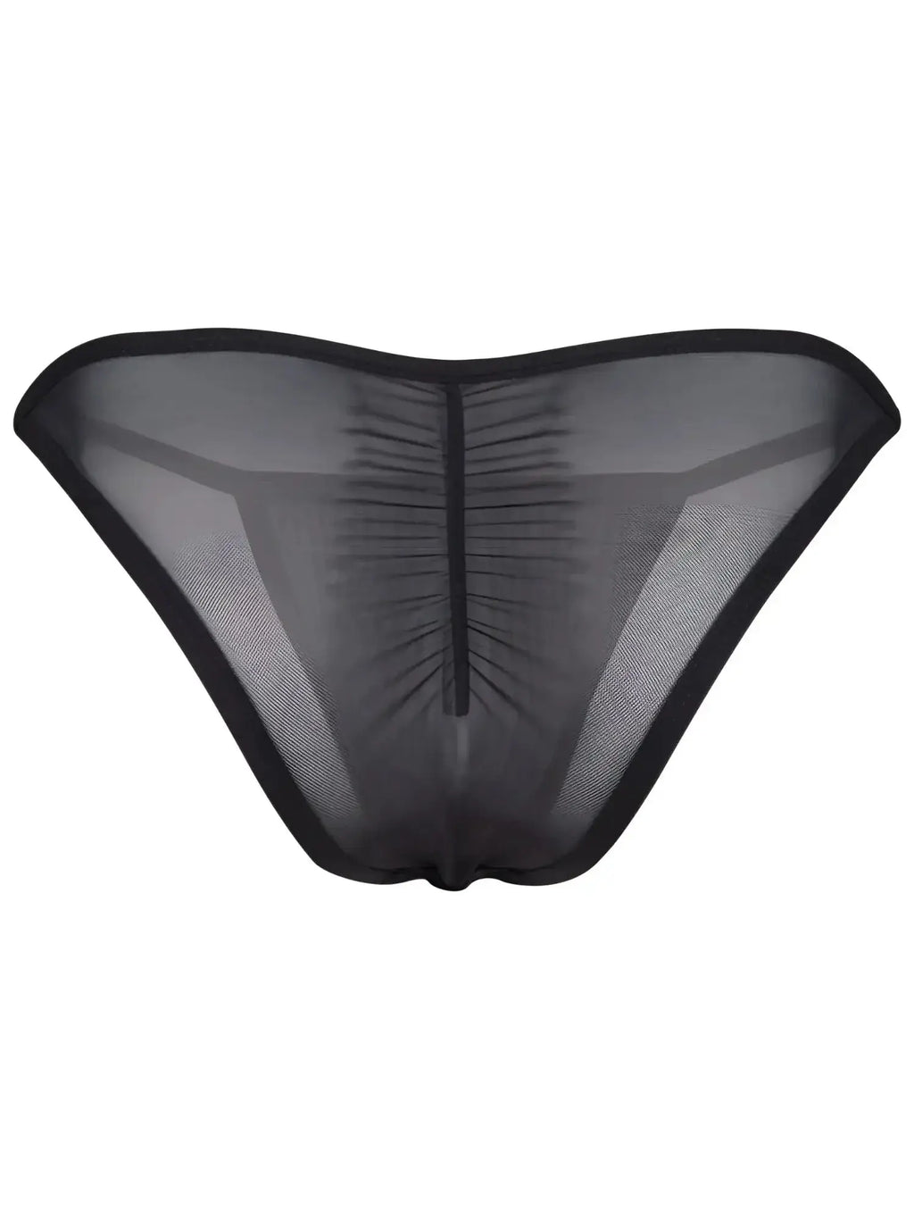 Clever 26057 Eos Bikini in black, back view showing the sheer mesh fabric and center seam detail.