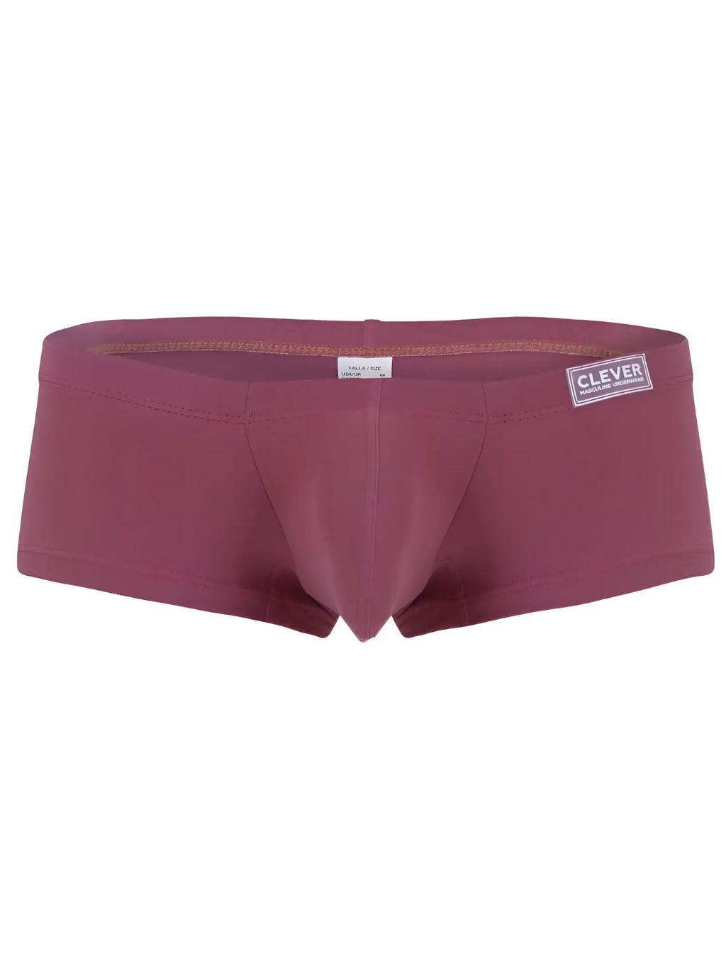 Maroon form-fitting boxer briefs with clever branded waistband from clever 26066 3pk australian latin trunks multi-colored