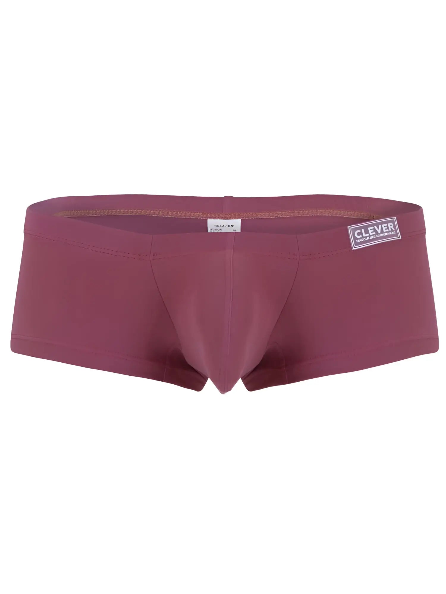 Maroon form-fitting boxer briefs with clever branded waistband from clever 26066 3pk australian latin trunks multi-colored