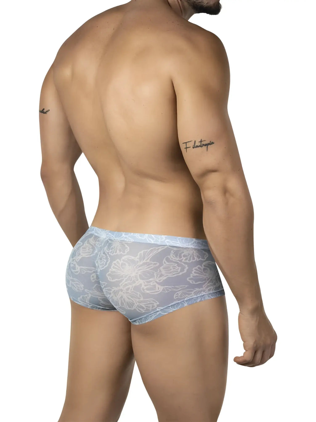 Light blue sheer lace briefs with delicate white floral pattern from clever 26067 3pk australian latin trunks multi-colored