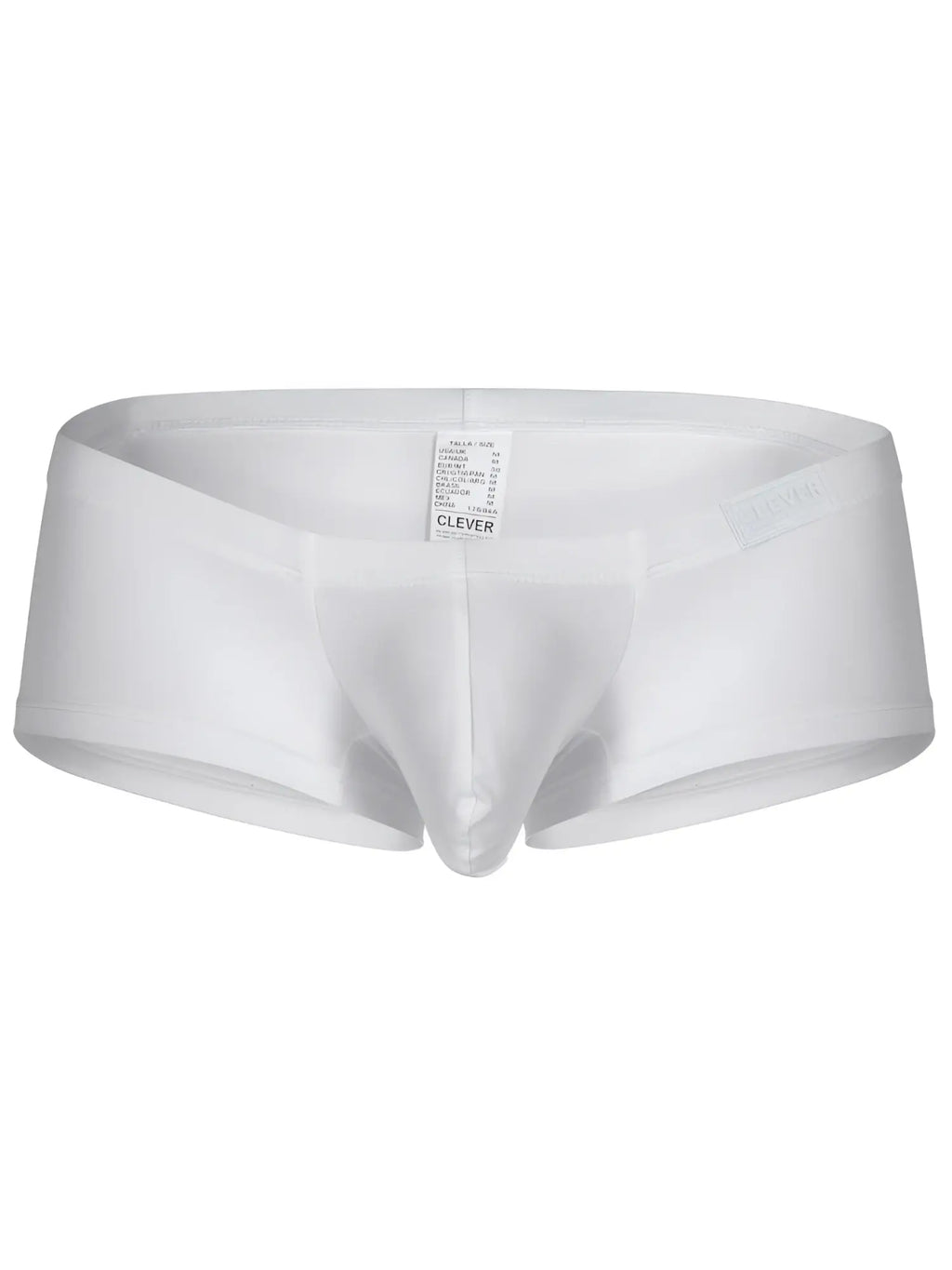 White clever brand men’s briefs with a smooth form-fitting design and elastic waistband from clever 26068 3pk trunks