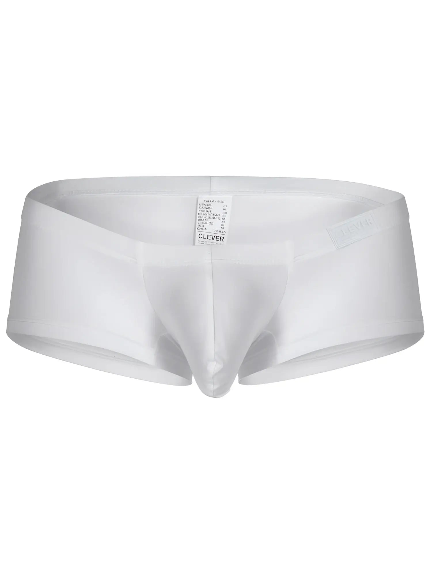 White clever brand men’s briefs with a smooth form-fitting design and elastic waistband from clever 26068 3pk trunks
