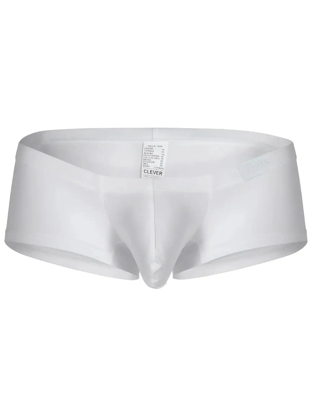 White clever brand men’s briefs with a smooth form-fitting design and elastic waistband from clever 26068 3pk trunks