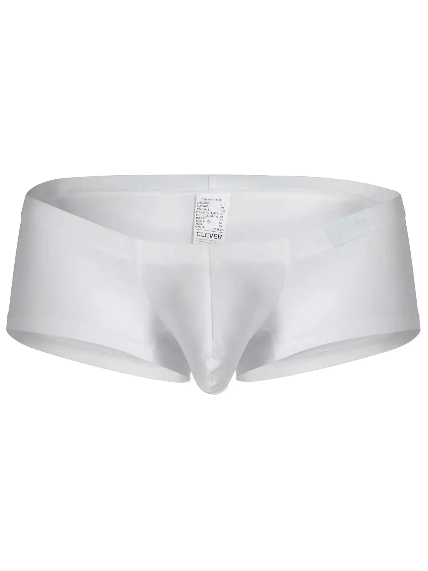 White clever brand men’s briefs with a smooth form-fitting design and elastic waistband from clever 26068 3pk trunks