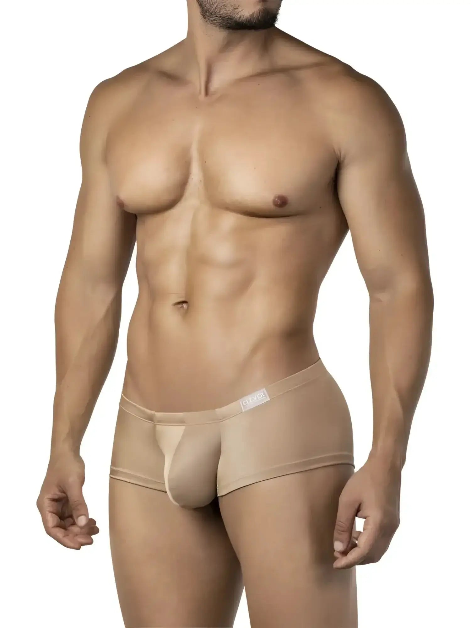 Beige clever 26069 australian latin trunks men’s briefs with smooth form-fitting design and subtle brand tag on waistband