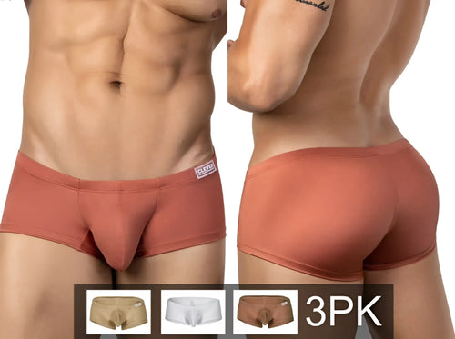 Copper-colored form-fitting men’s briefs with subtle brand tag on waistband from clever 26069 3pk australian latin trunks