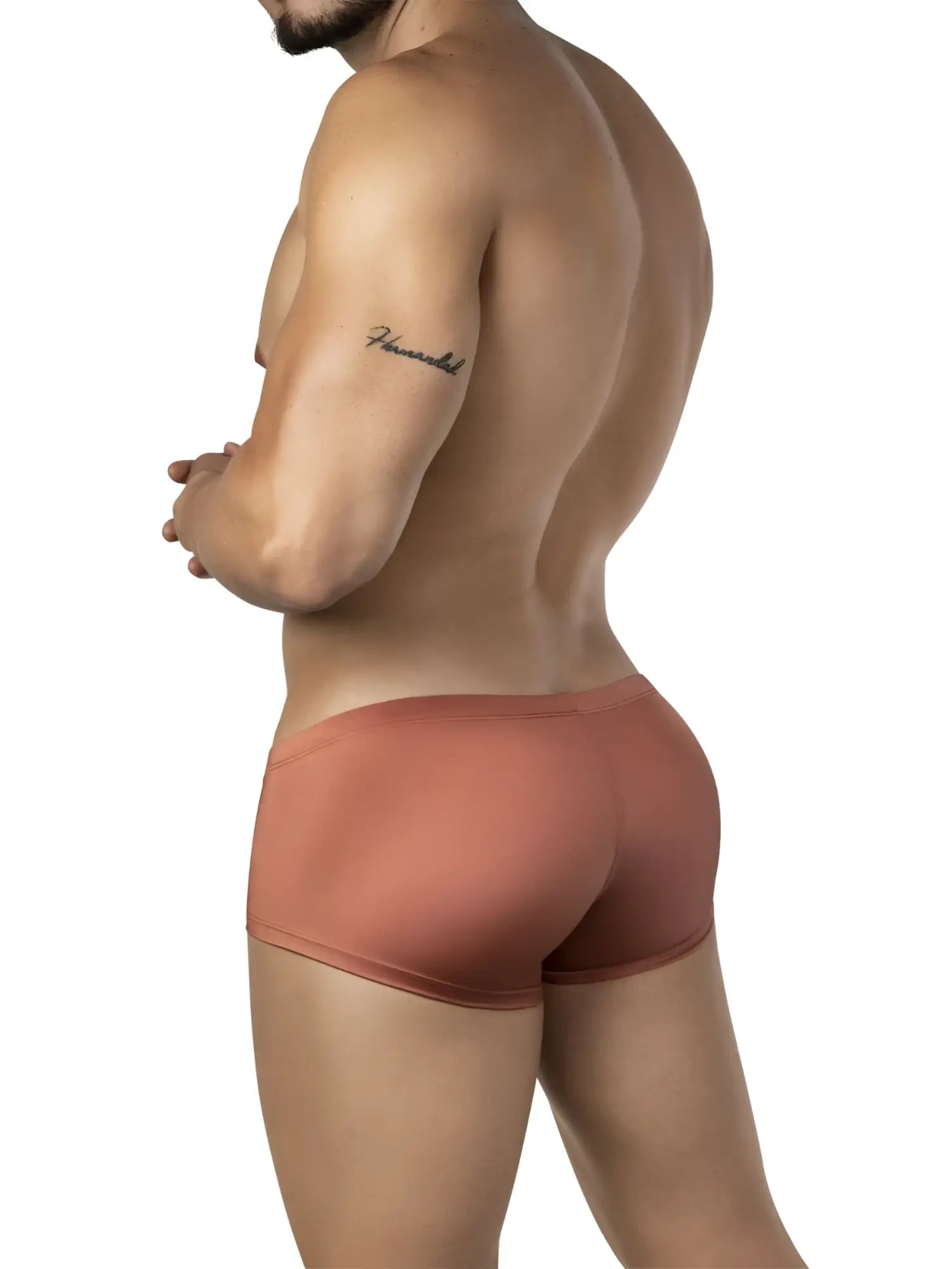 Tan-colored form-fitting clever 26069 men’s briefs made of smooth stretchy fabric from the australian latin trunks set