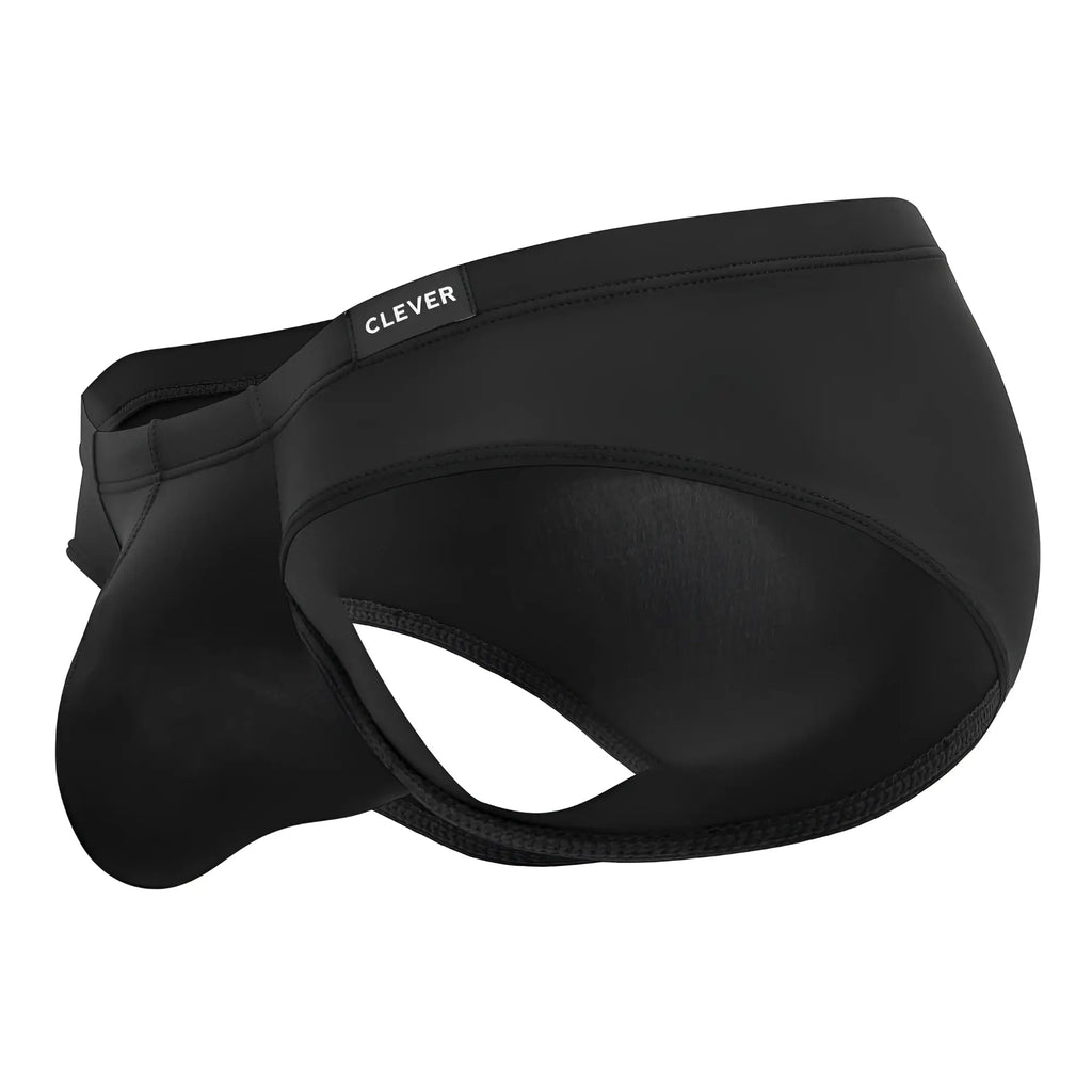 Black clever brand men’s briefs with smooth form-fitting design and elastic waistband in color black and white