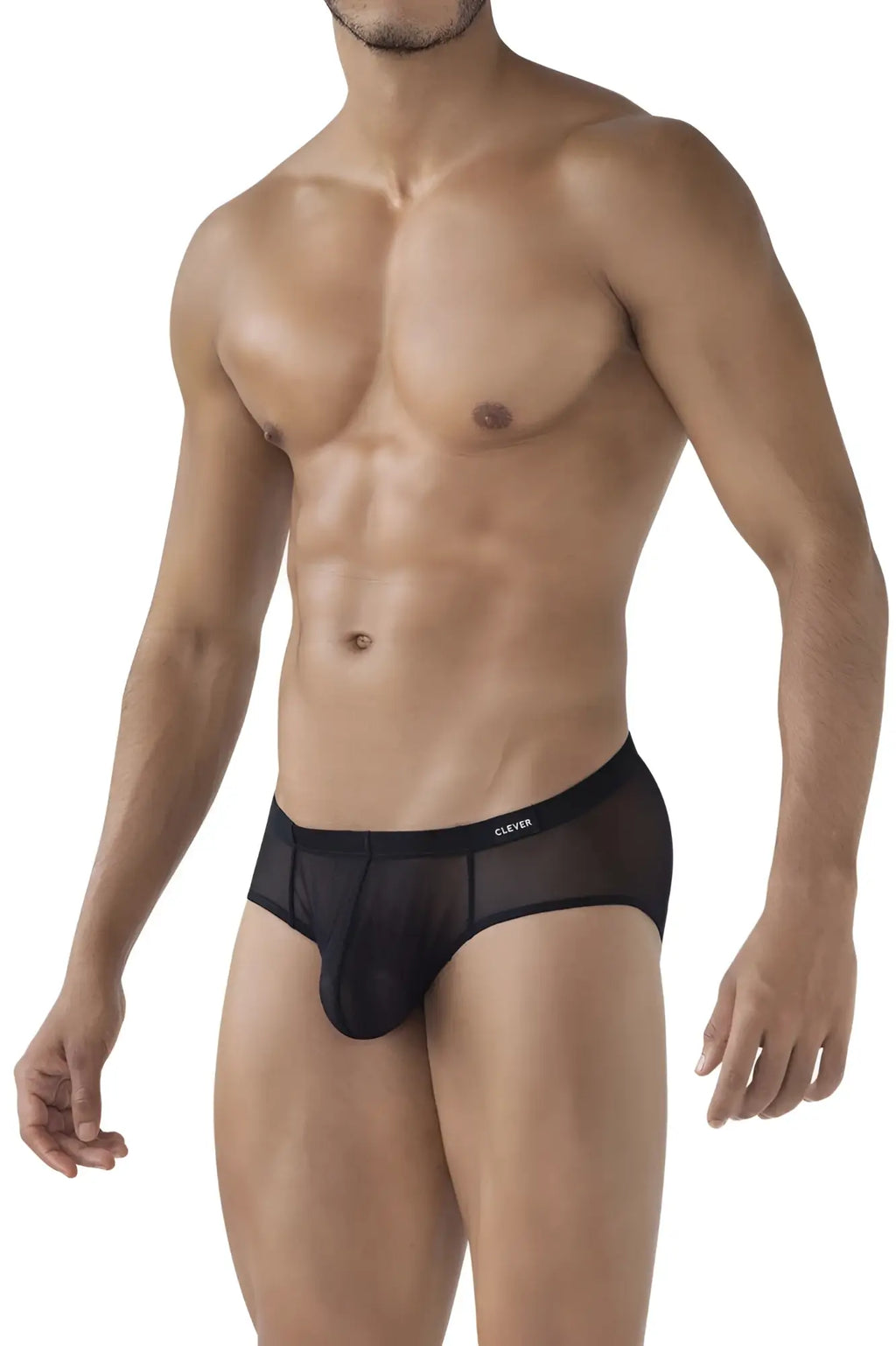 Clever 519962 black sheer mesh briefs with solid waistband in black from 3pk australian latin briefs pack