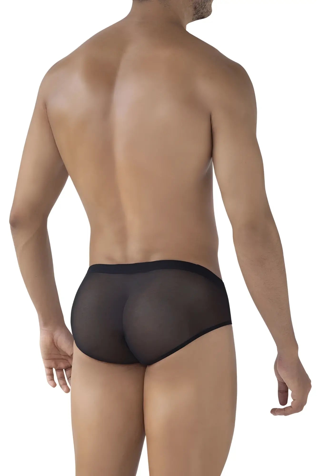 Black sheer mesh briefs from clever 519962 3pk australian latin briefs in black showing front view