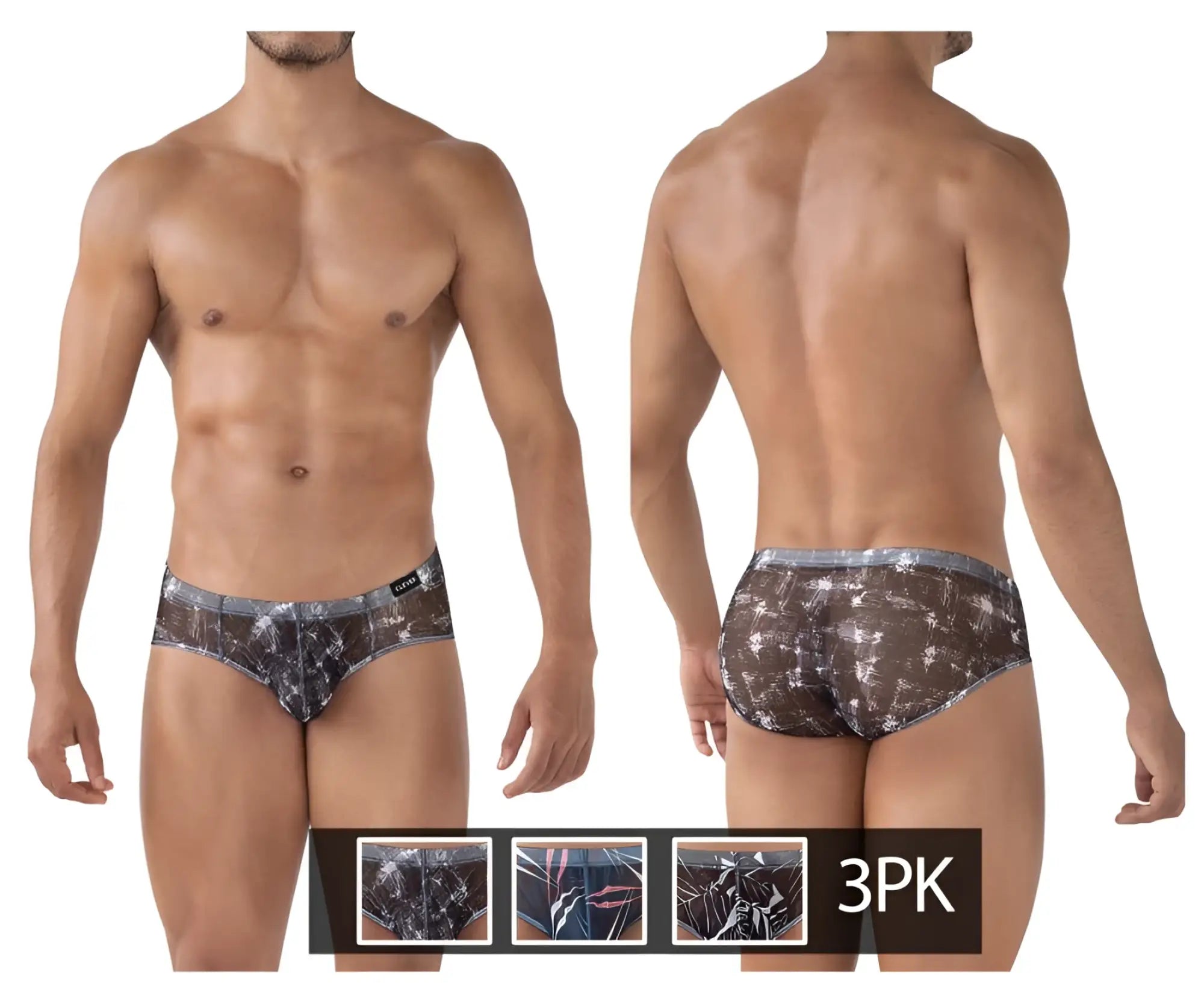 Black and white patterned clever 519963 australian latin briefs with a sleek modern design in blue and black colors