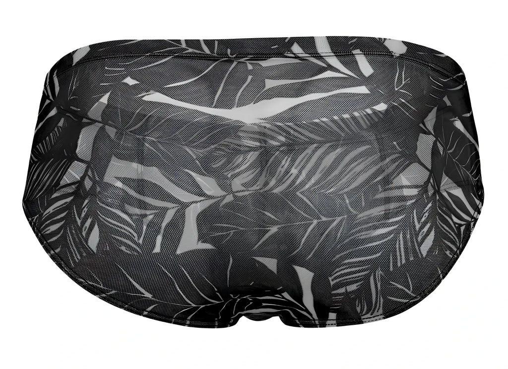 Black and white tropical leaf patterned mesh briefs from clever 519963 australian latin briefs 3pk in blue black black
