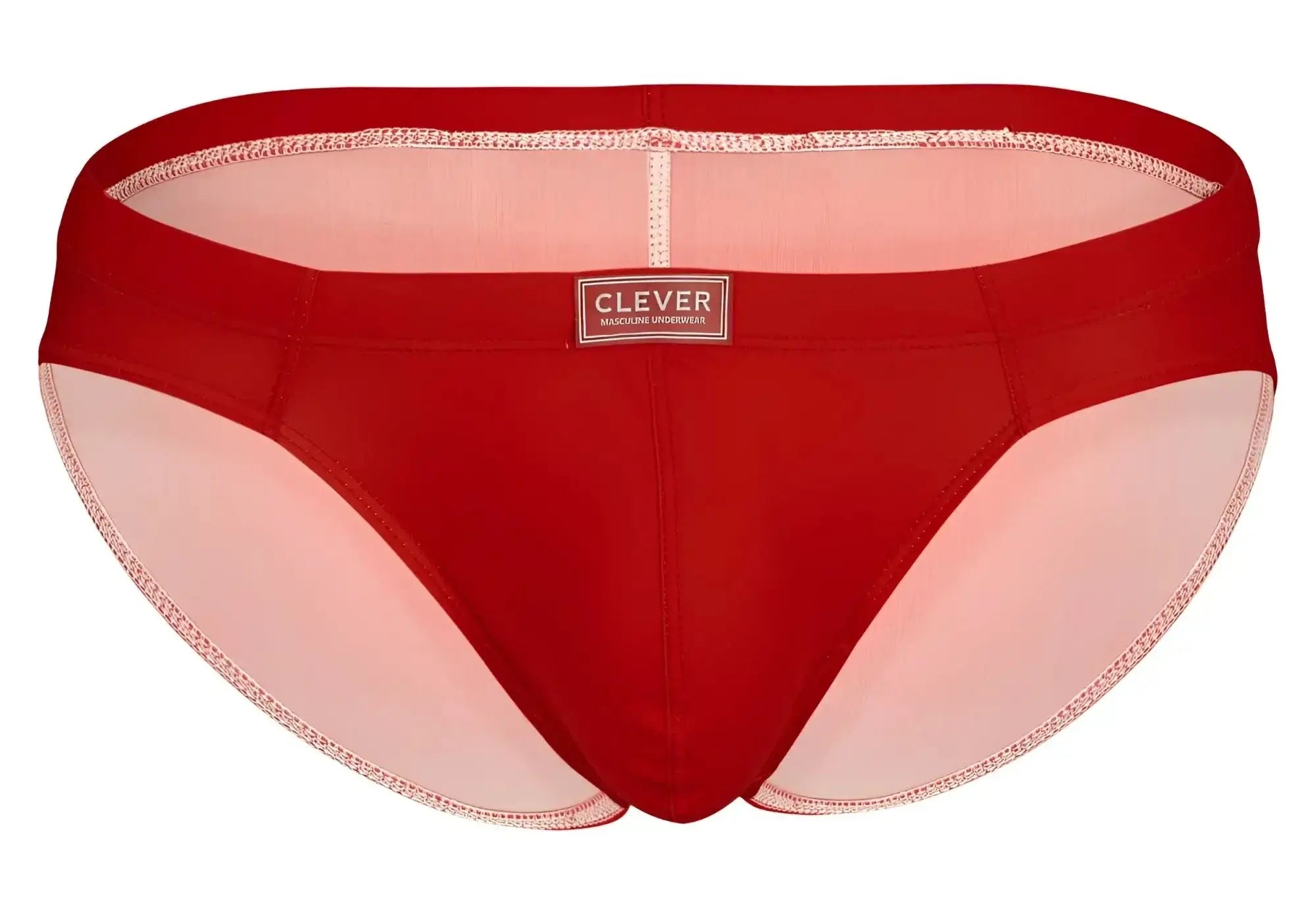 Red clever men’s briefs with pink mesh panels and matching elastic waistband from clever 519967 7PK briefs multi-colored set