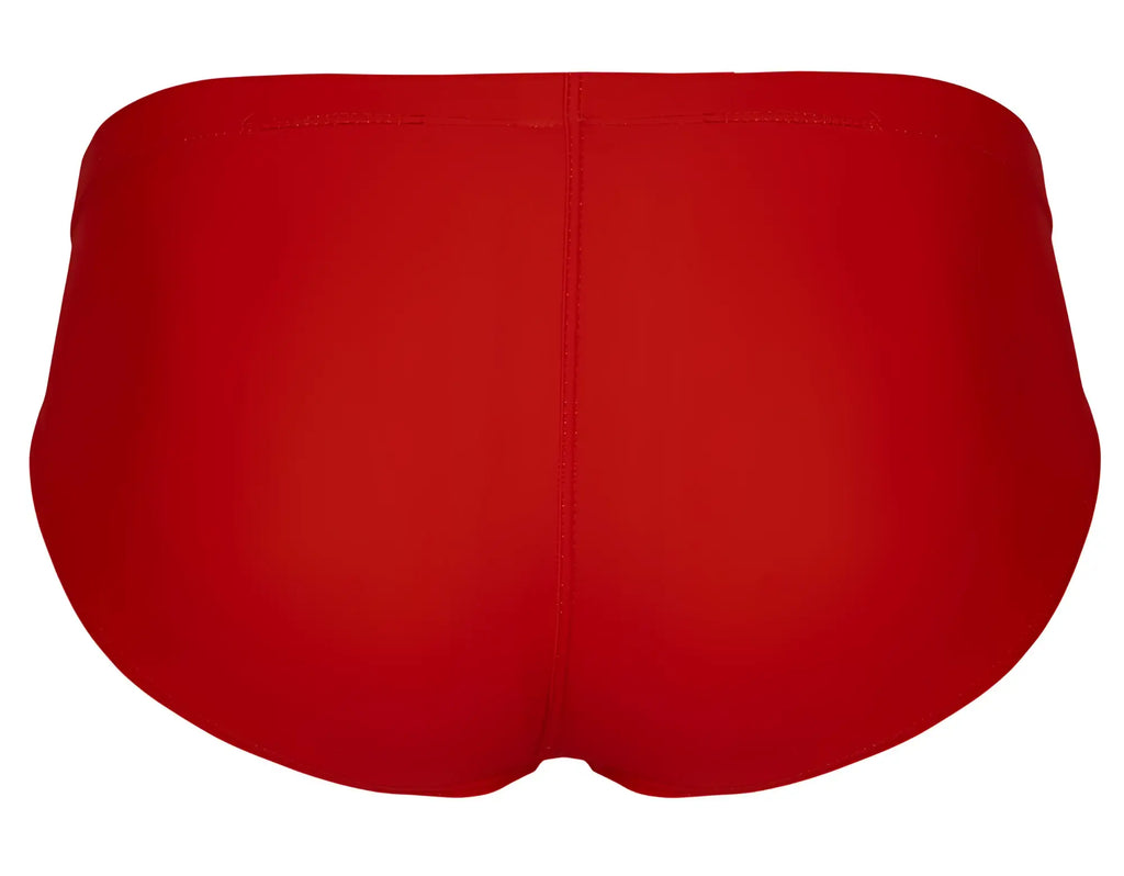 Clever 519967 solid red swim trunks with a smooth seamless fabric finish from the multi-colored 7PK briefs set