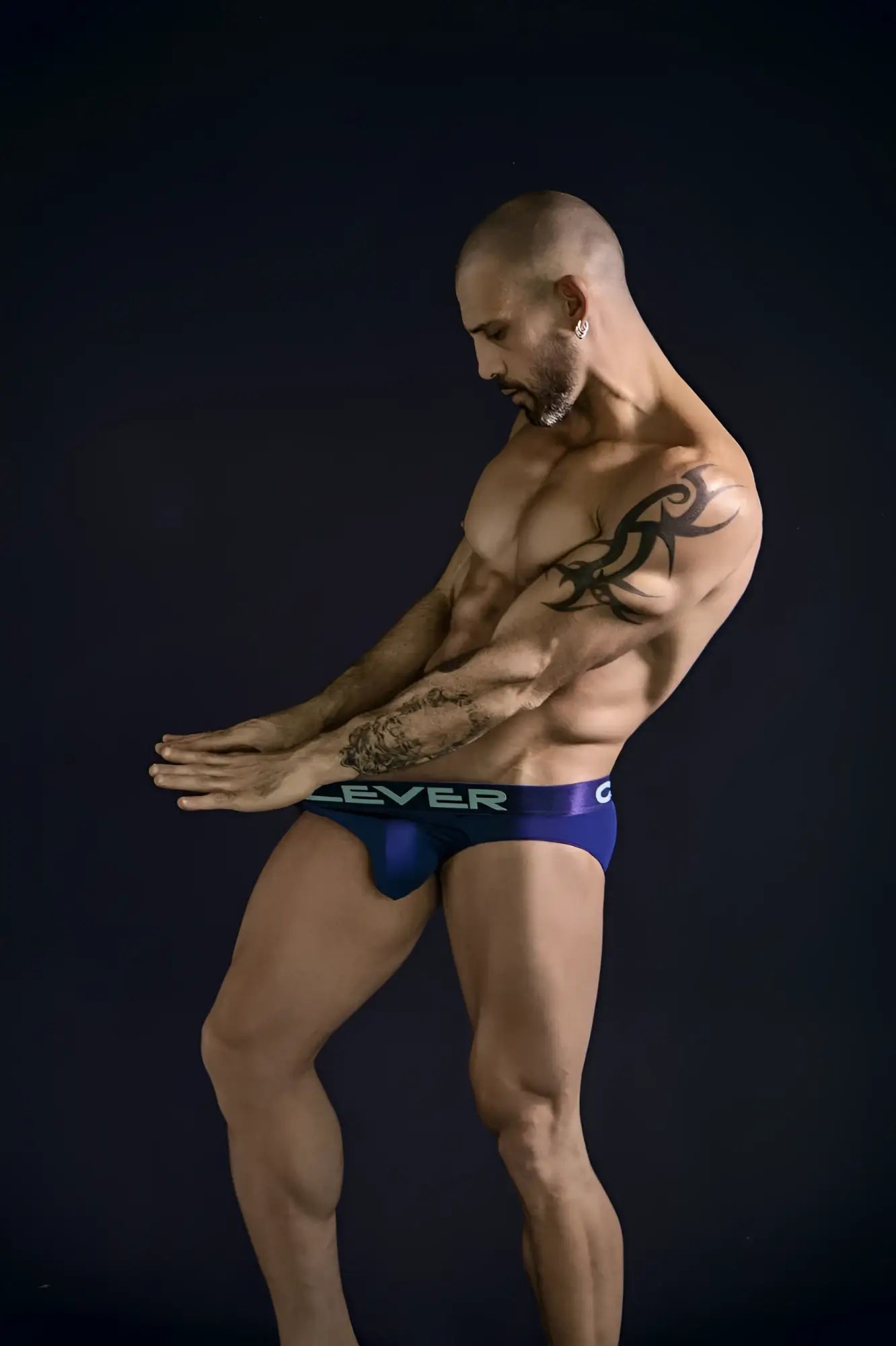 Blue clever 519968 athletic briefs with white waistband logo included in australian latin brief 3pk beige blue green set