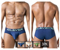 Navy blue Clever briefs with a teal logo band from the 519968 3PK Australian Latin briefs in beige blue green colors