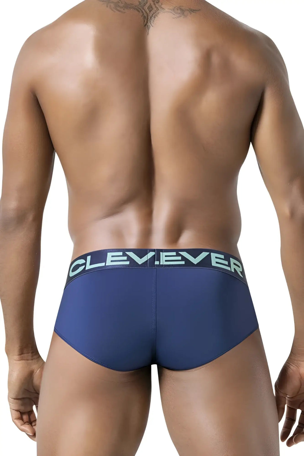 Navy blue clever branded briefs with a contrasting light teal waistband from clever 519968 3pk australian latin briefs