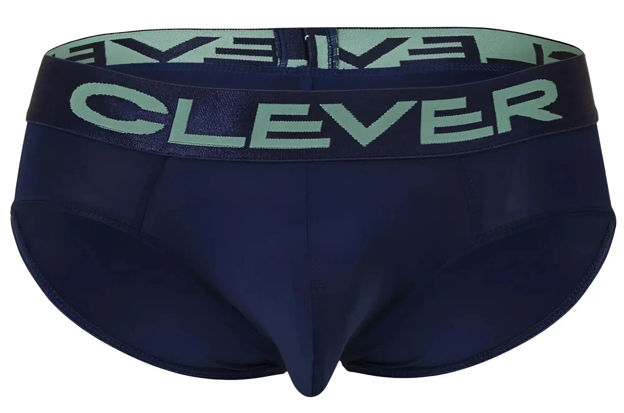 Navy blue men’s briefs with light green clever logo waistband from clever 519968 australian latin briefs 3pk