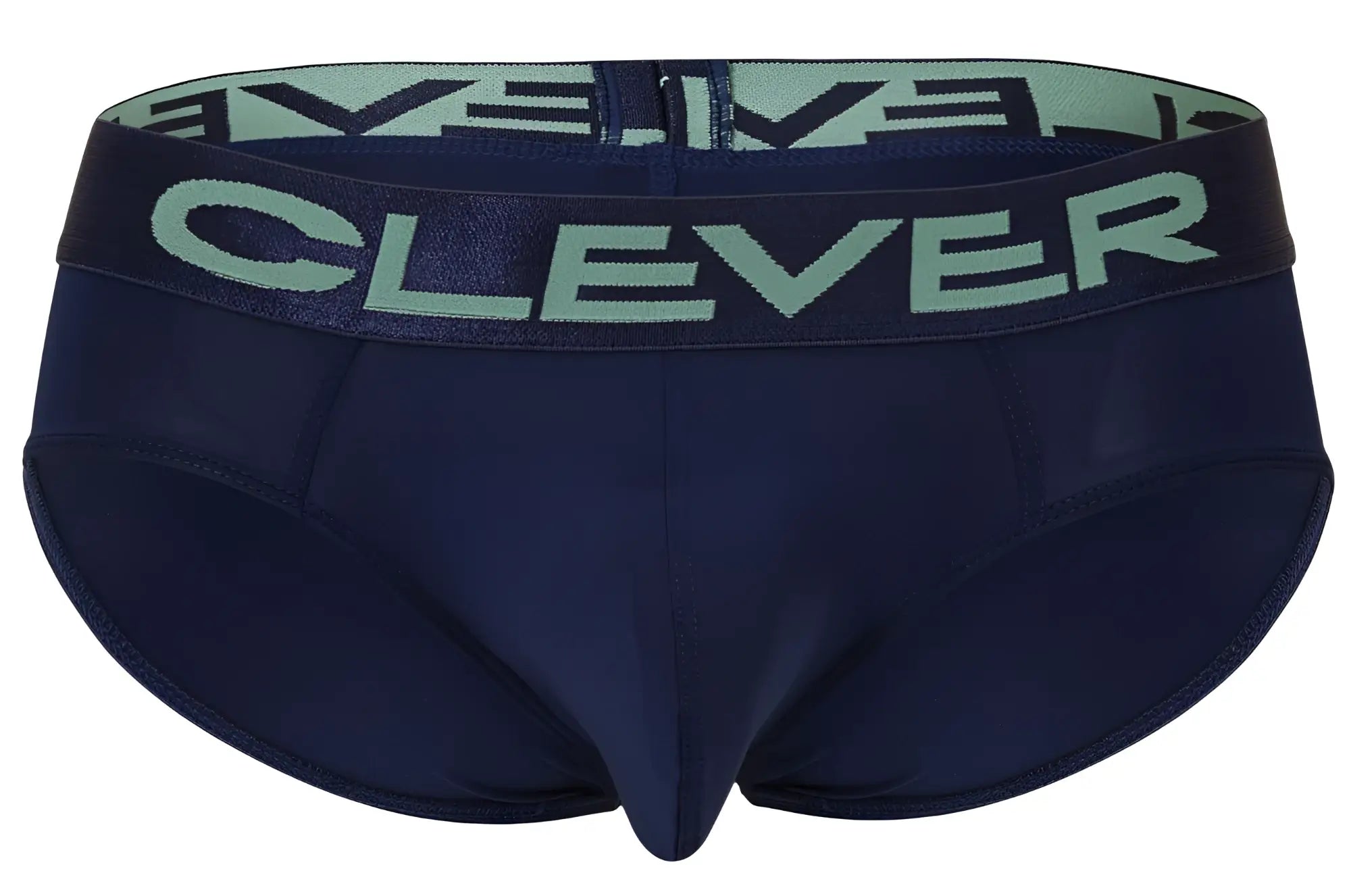 Navy blue men’s briefs with light green clever logo waistband from clever 519968 australian latin briefs 3pk