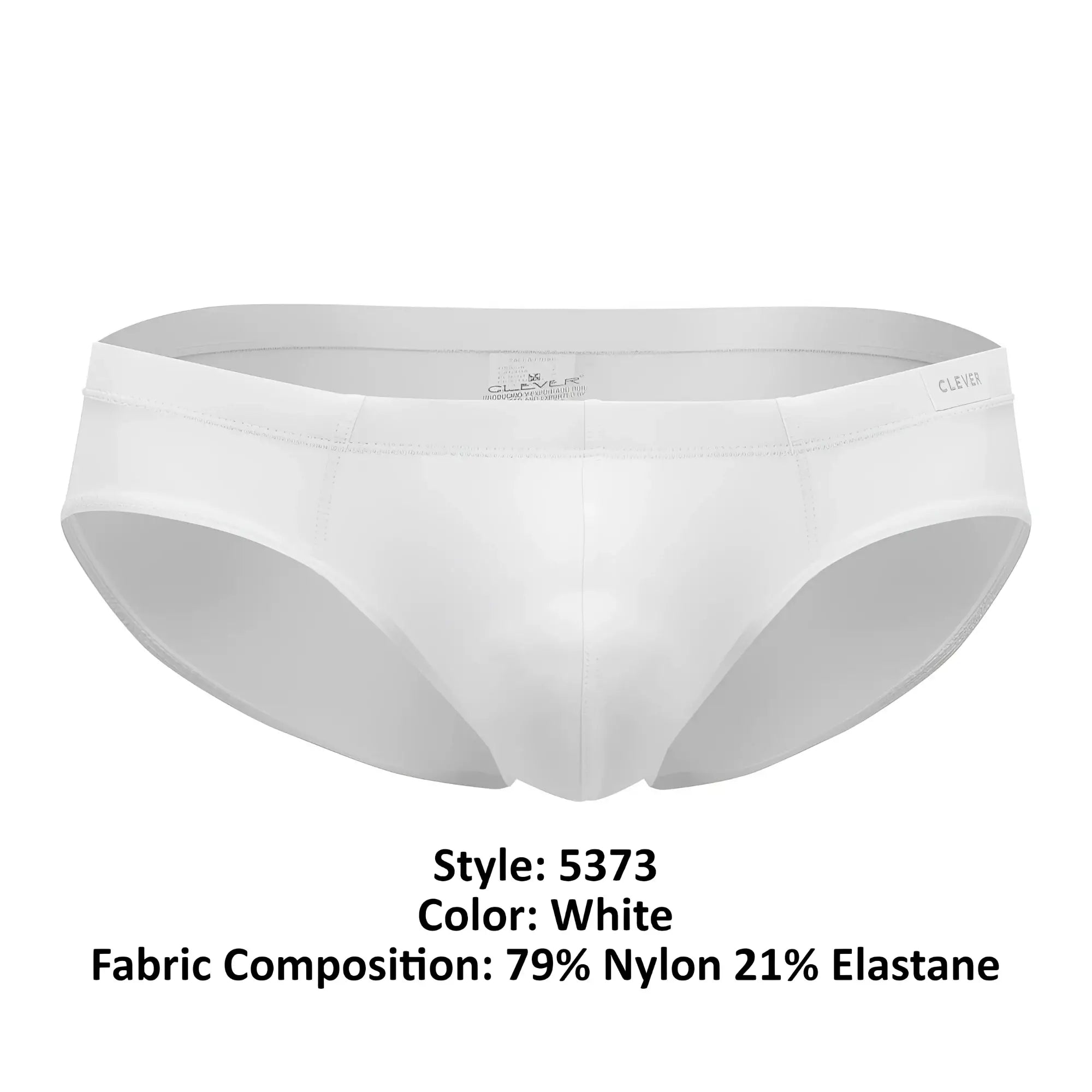 White clever men’s briefs made of 79 nylon 21 elastane from clever 5373 australian latin briefs collection