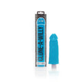 A vibrant blue silicone diy home use replica of a penis from clone a willy glow packaged in a sleek black tube