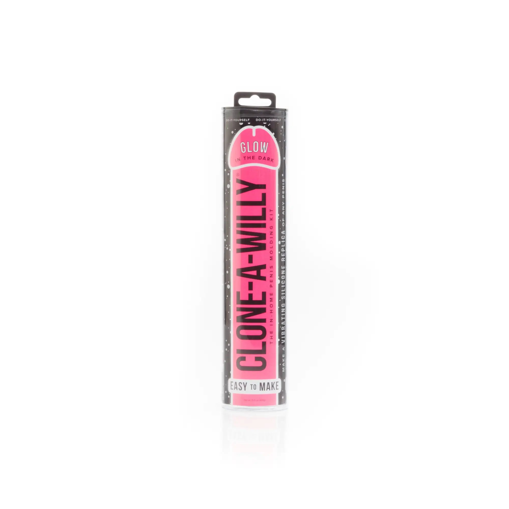 Pink and black clone a willy glow home diy silicone replica kit in clear tube packaging for easy use