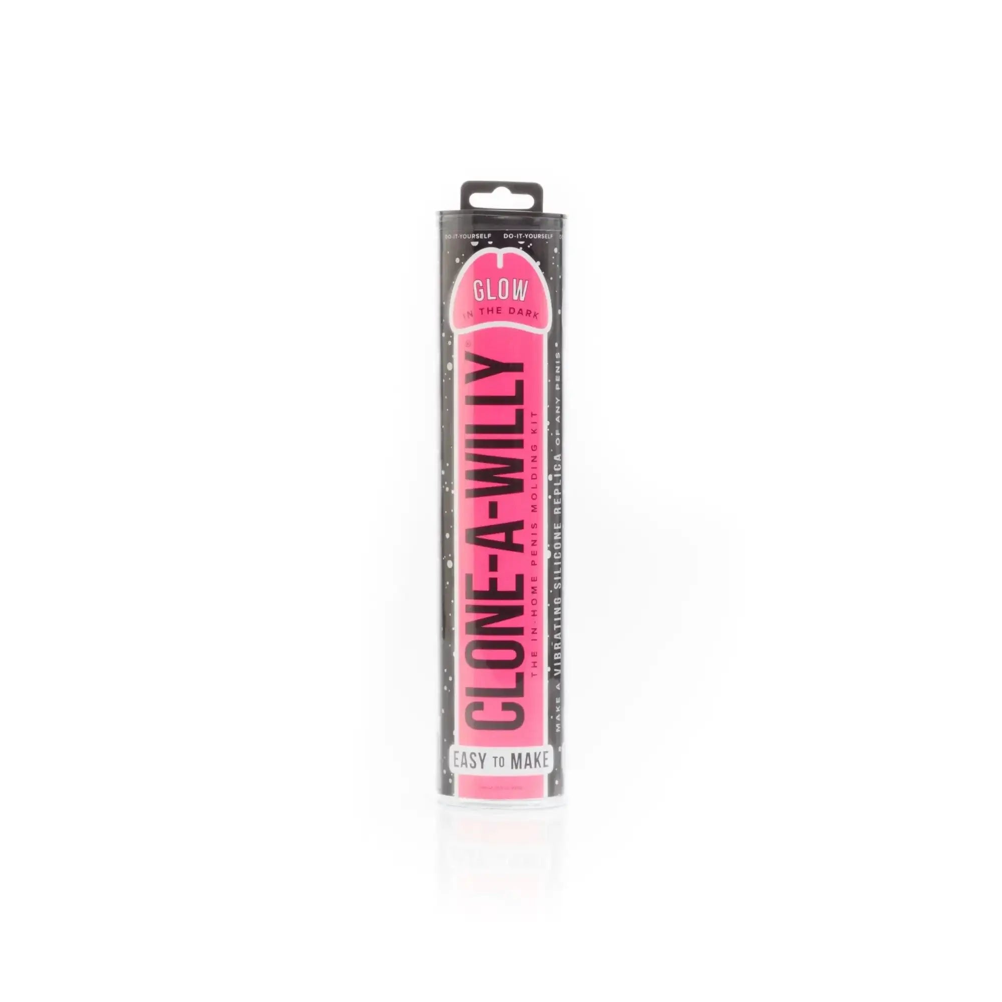 Pink and black clone a willy glow home diy silicone replica kit in clear tube packaging for easy use