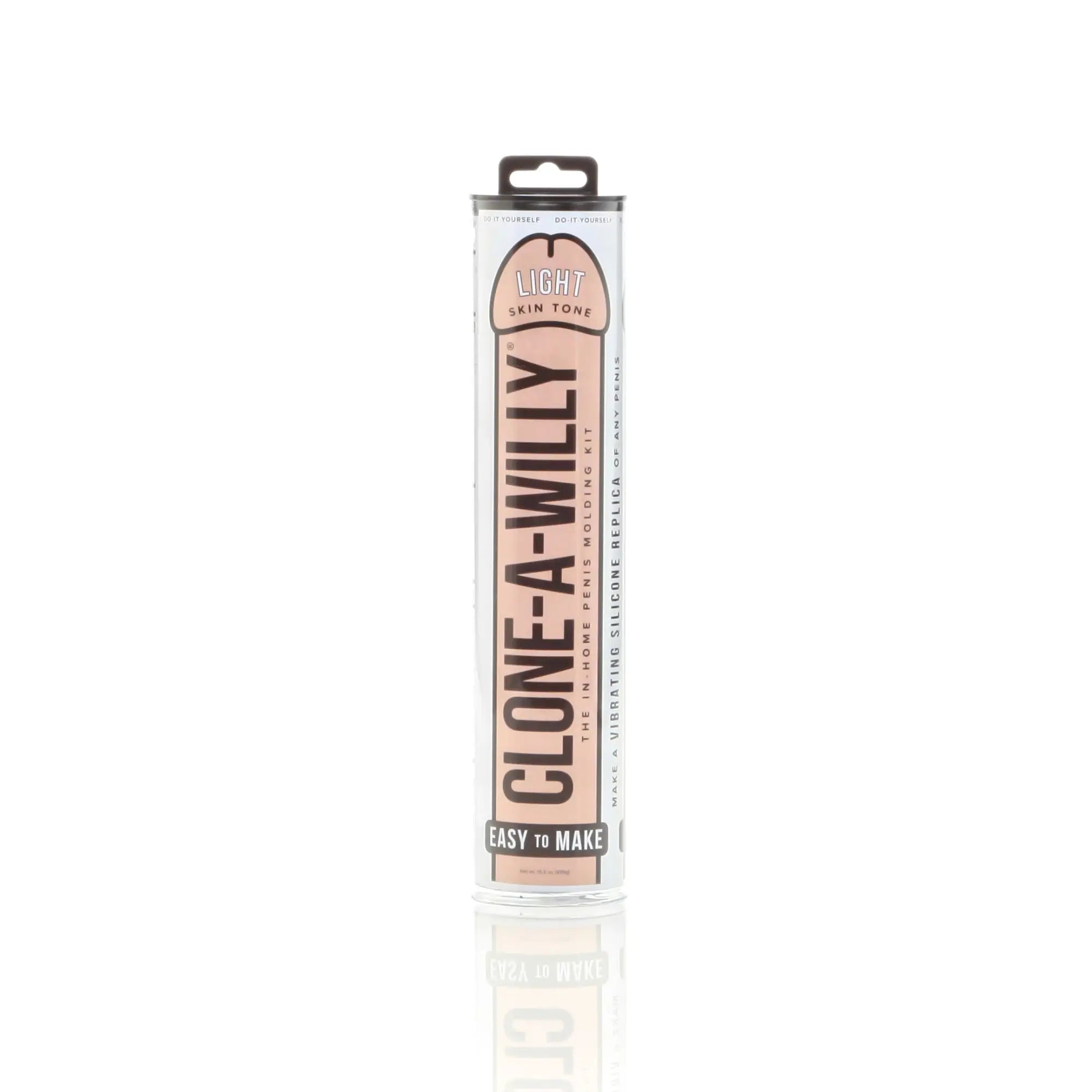Light skin tone clone a willy in-home penis molding kit packaged in a clear cylindrical tube for personal use