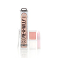 A pink silicone vibrating penis replica kit in clear tube packaging labeled clone a willy light skin tone