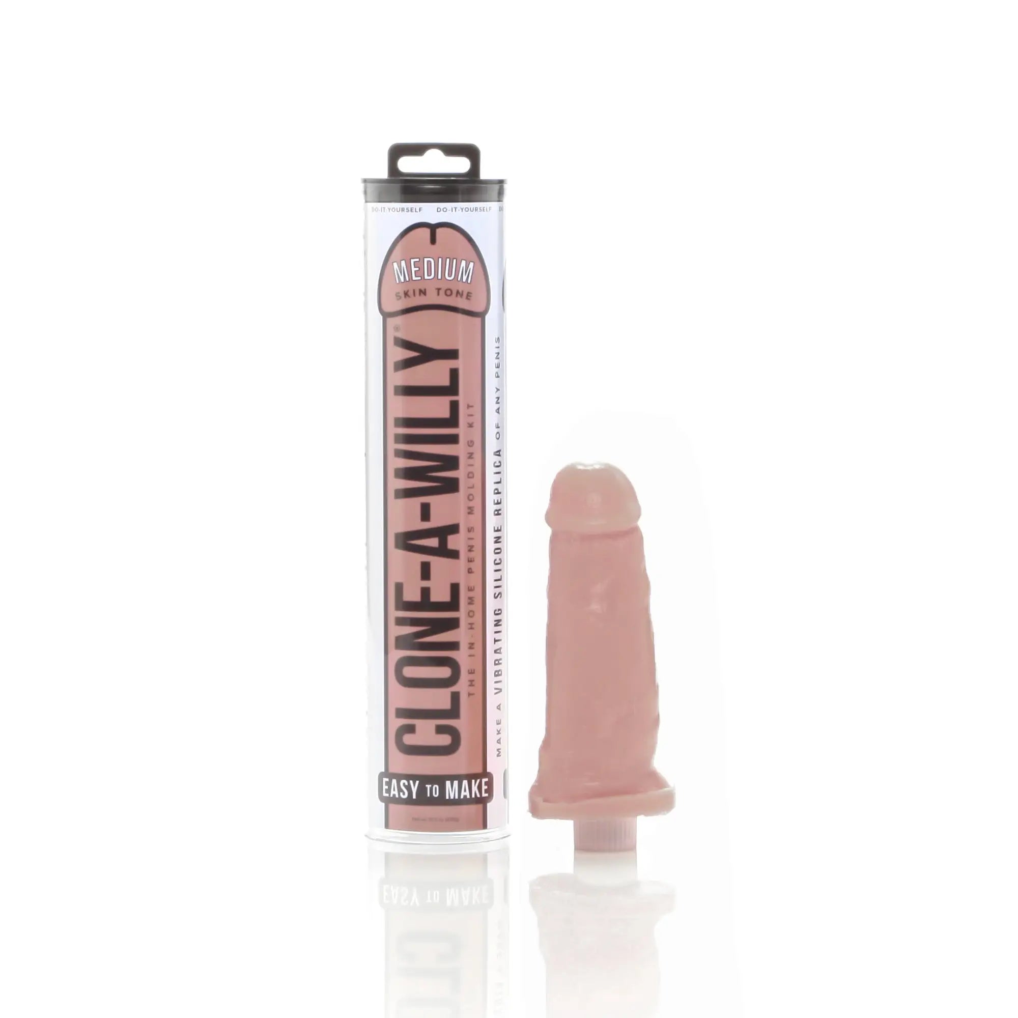 Medium skin tone silicone vibrating penis replica from the Clone a Willy kit for personalized pleasure