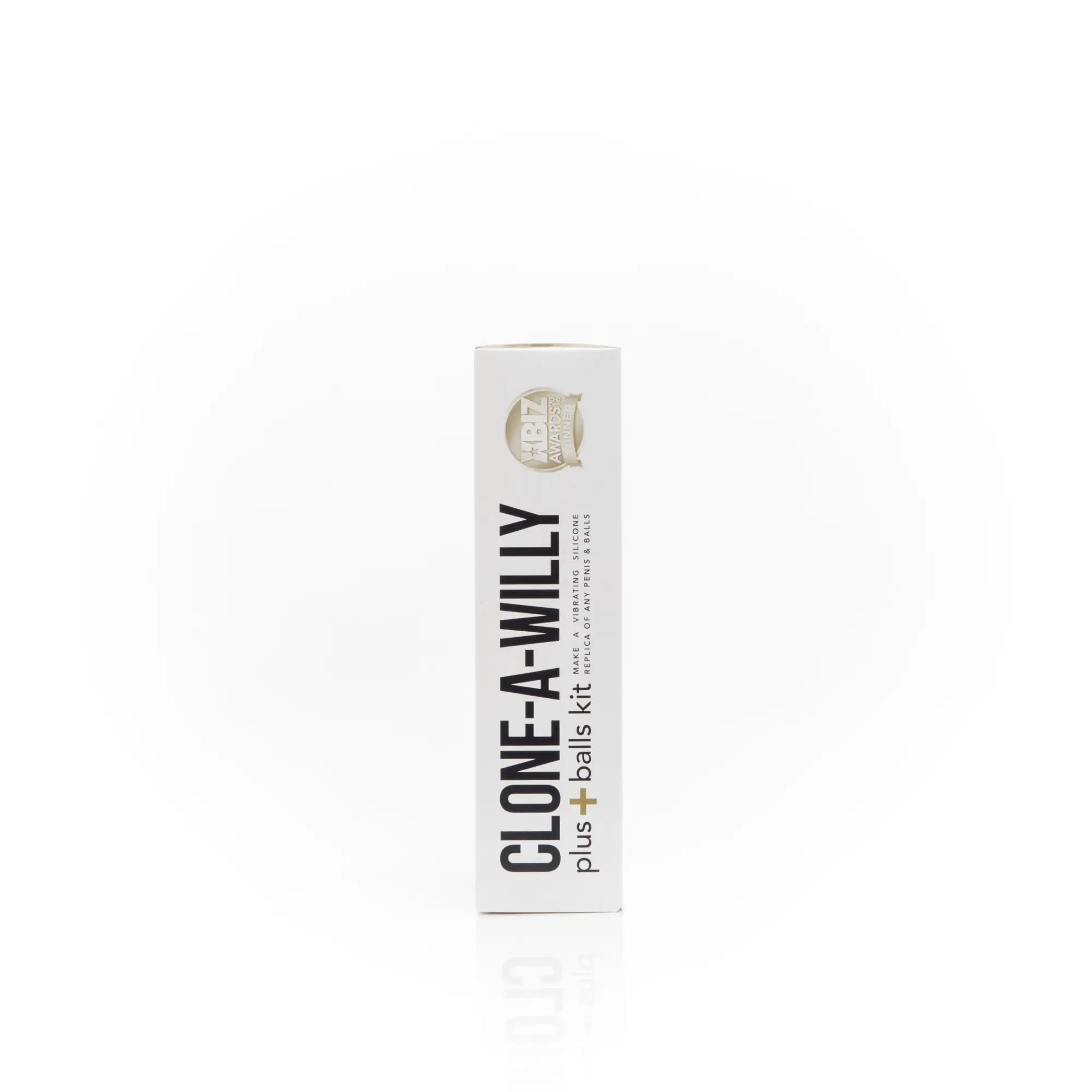 White rectangular box for clone a willy plus balls kit light skin tone showing packaging for body-safe molding kit