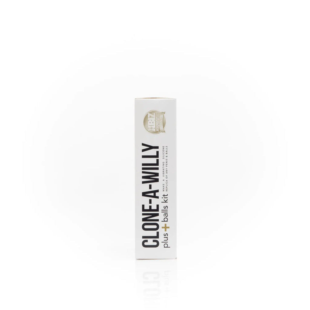 White rectangular box for the clone a willy plus balls kit in light skin tone for mold making and customization