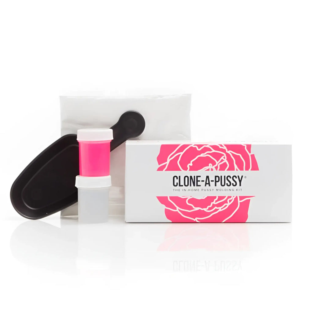 White box with pink rose design and black text for clone a pussy silicone pink in home pussy molding kit product