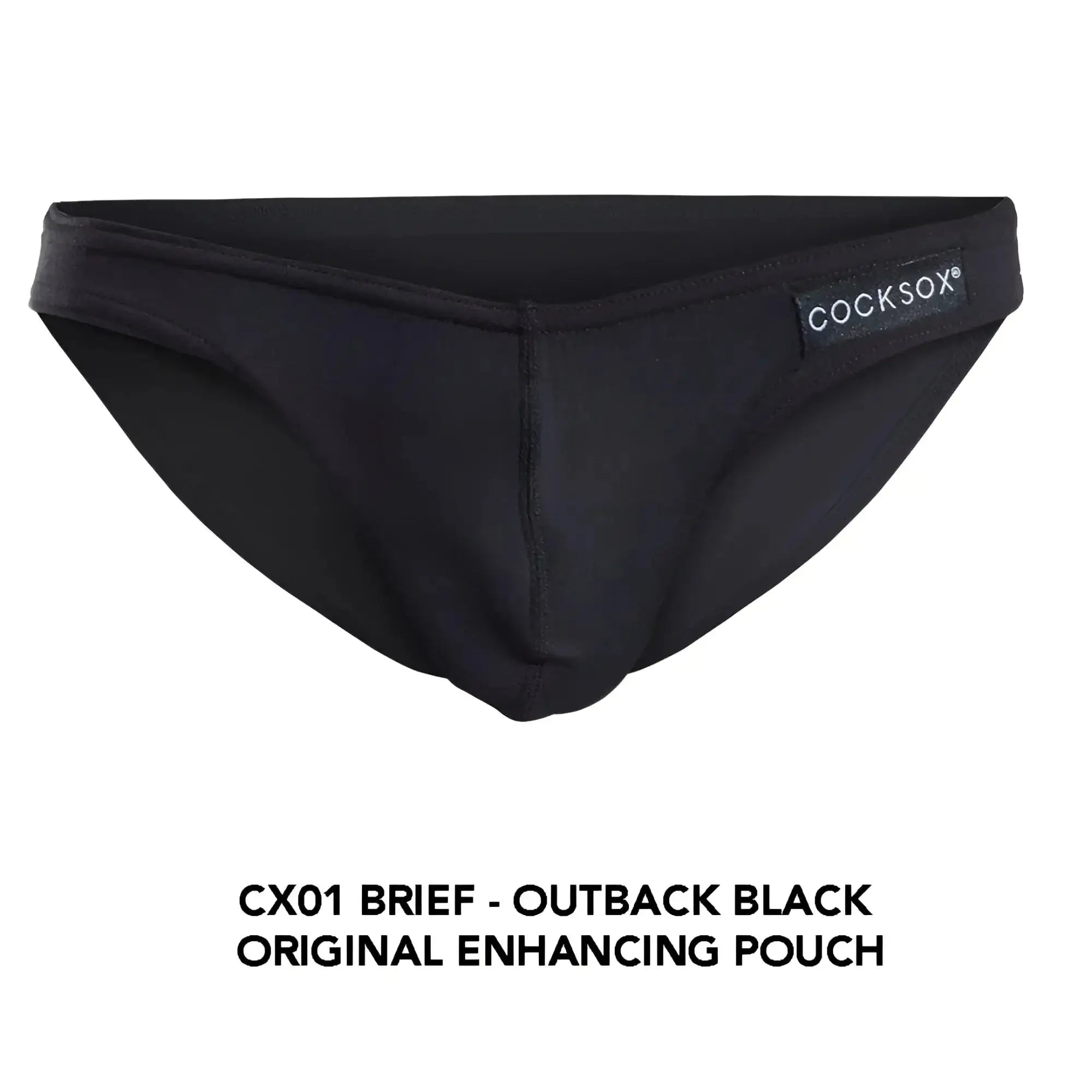 Black cocksox CX01 brief with outback design and original enhancing pouch for supportive men’s underwear