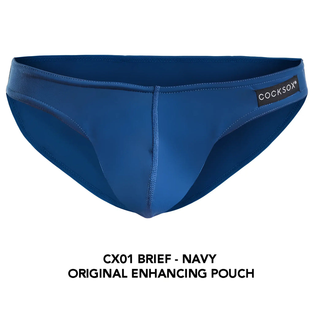 Navy blue Cocksox CX01 brief with original enhancing pouch designed for comfort and support