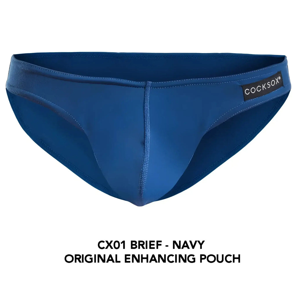 Navy blue Cocksox CX01 brief with original enhancing pouch designed for comfort and support