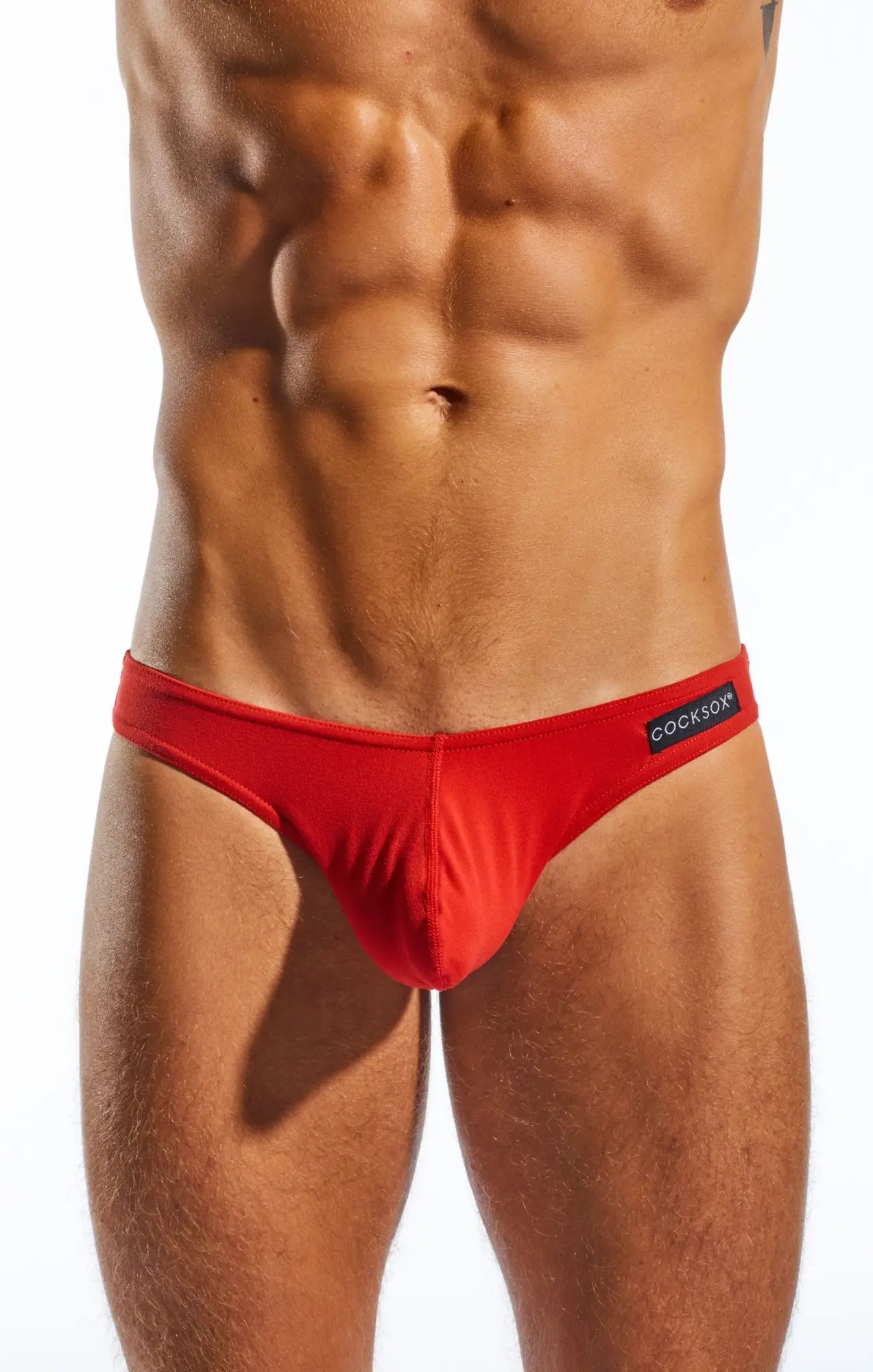 Red Cocksox CX01 brief with sleek form-fitting design and smooth fabric for comfortable everyday wear