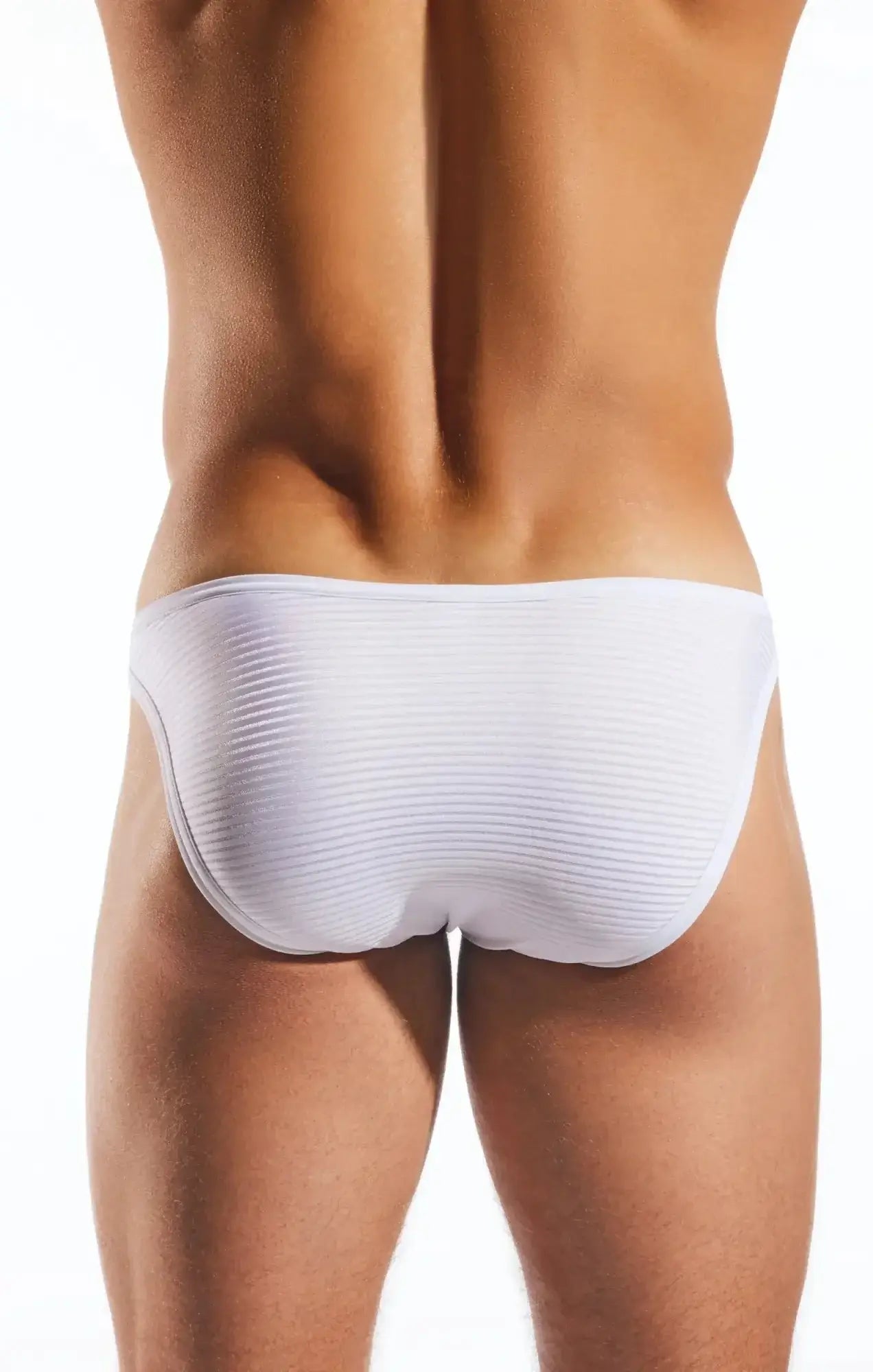 White ribbed cocksox cx01lux semi sheer briefs with a snug contoured fit for comfortable everyday wear