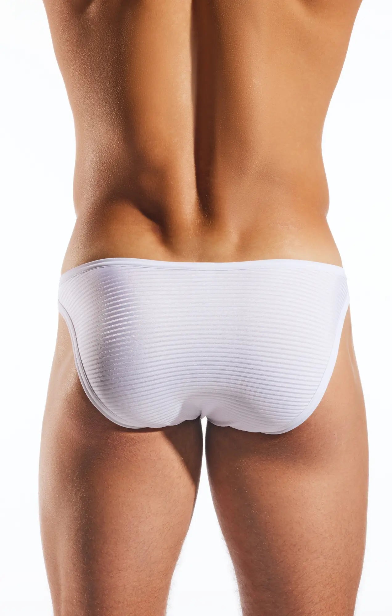 White ribbed cocksox cx01lux semi sheer briefs with a snug contoured fit for comfortable everyday wear