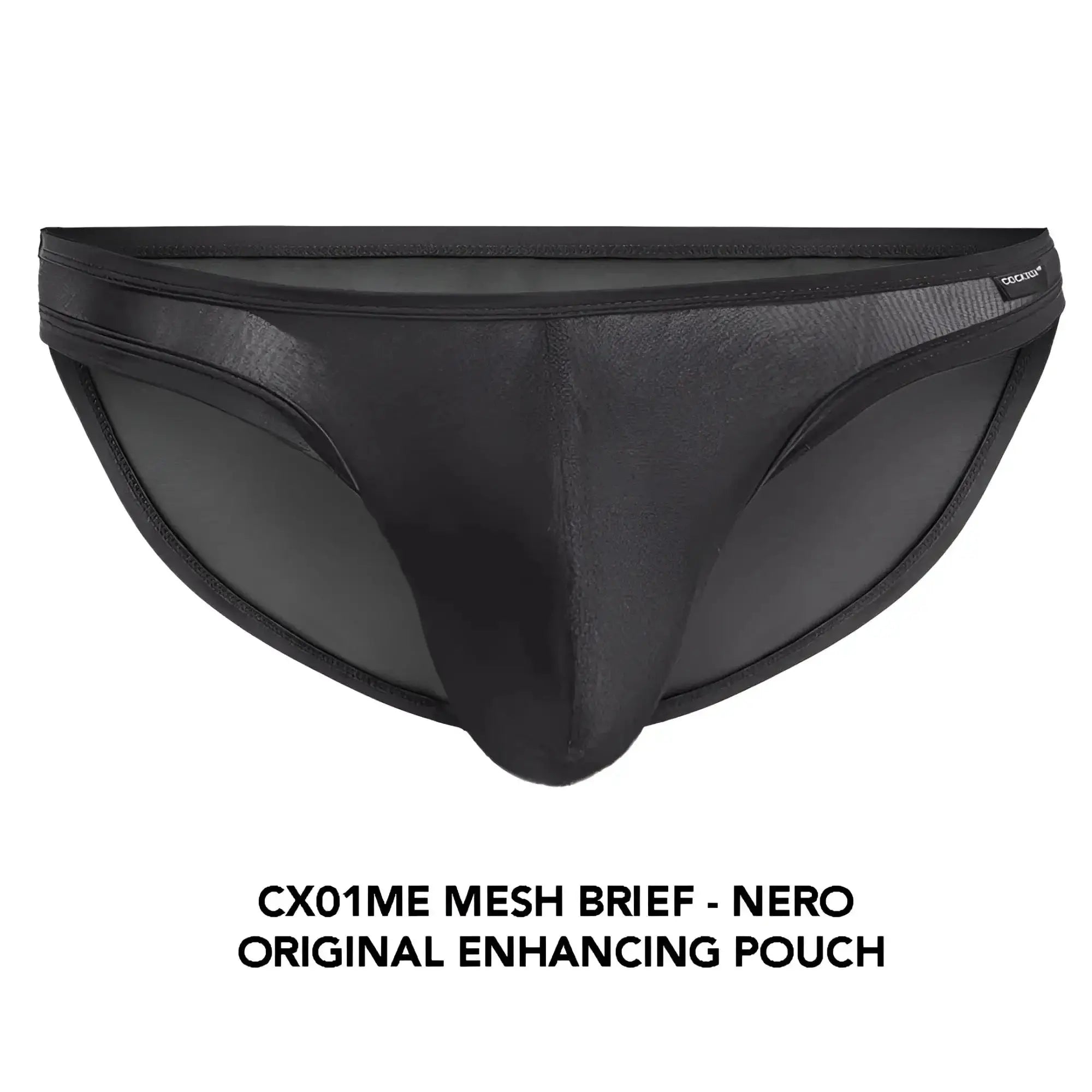 Black mesh brief cocksox cx01me with smooth form-fitting design and subtle texture