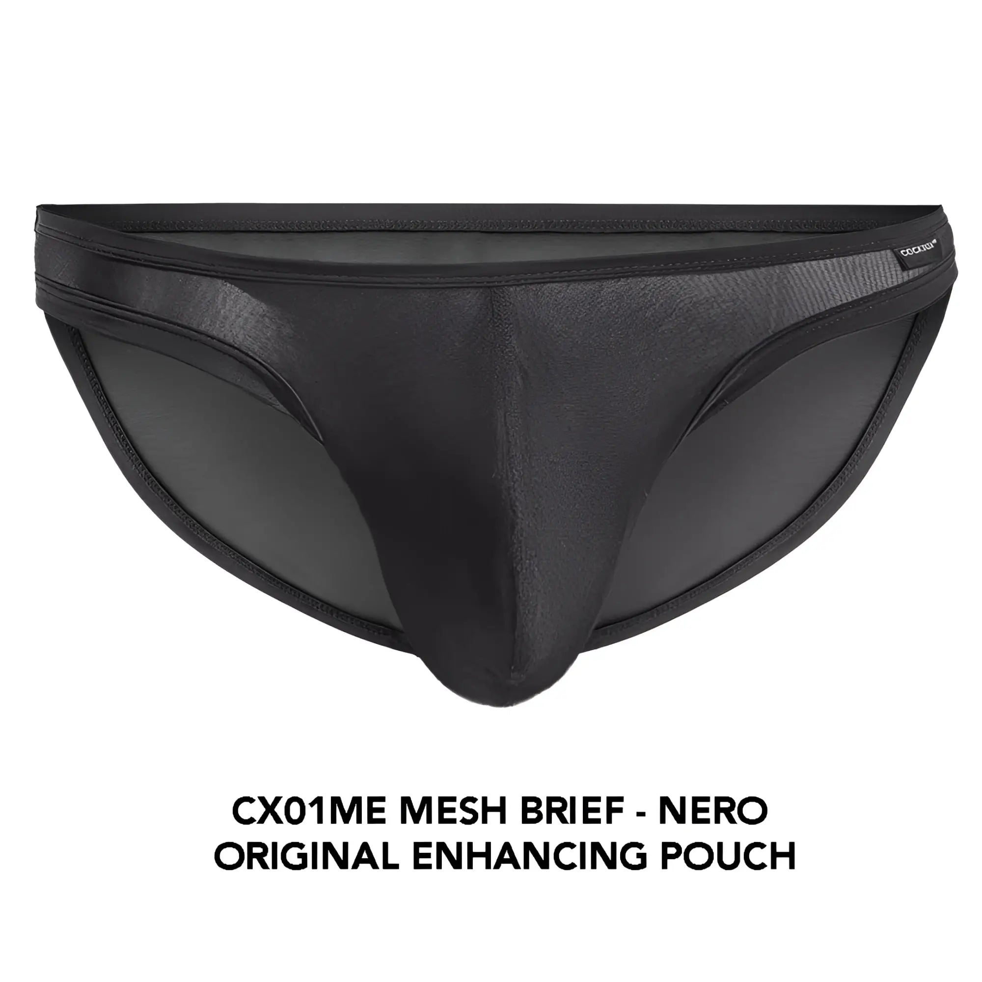 Black mesh brief cocksox cx01me with smooth form-fitting design and subtle texture