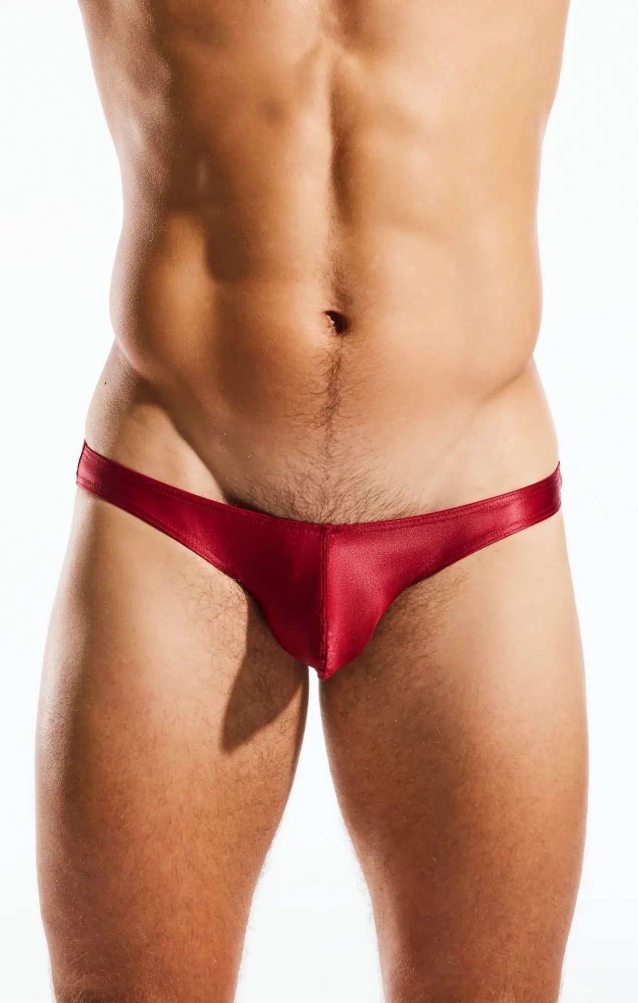 Red satin thong Cocksox CX02GS swim brief designed for stylish and comfortable swimwear use
