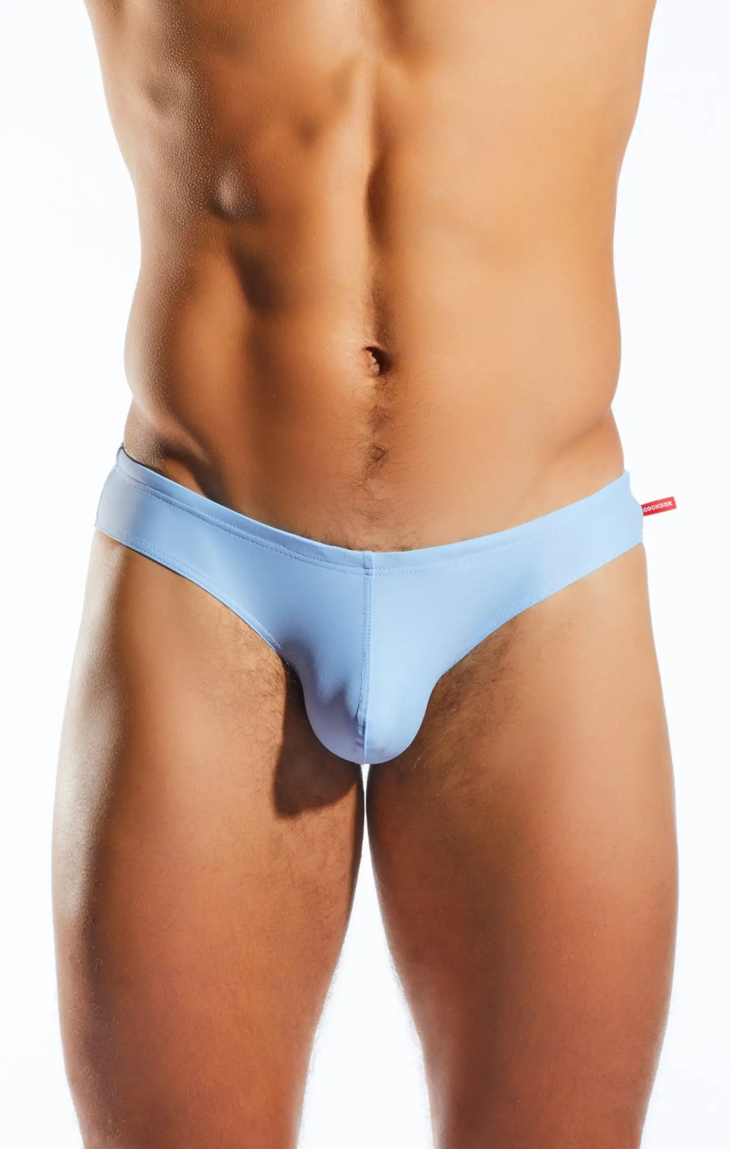 Light blue seamless men’s briefs cocksox cx04 drawstring swim brief with smooth fabric finish