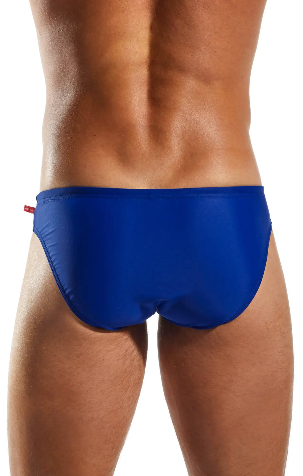 Cocksox CX04 drawstring swim brief in royal blue with glossy finish and small red tag on the left side