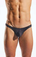 Black Cocksox CX05 thong made of smooth stretchy fabric with a sleek minimalist design shown from the back side