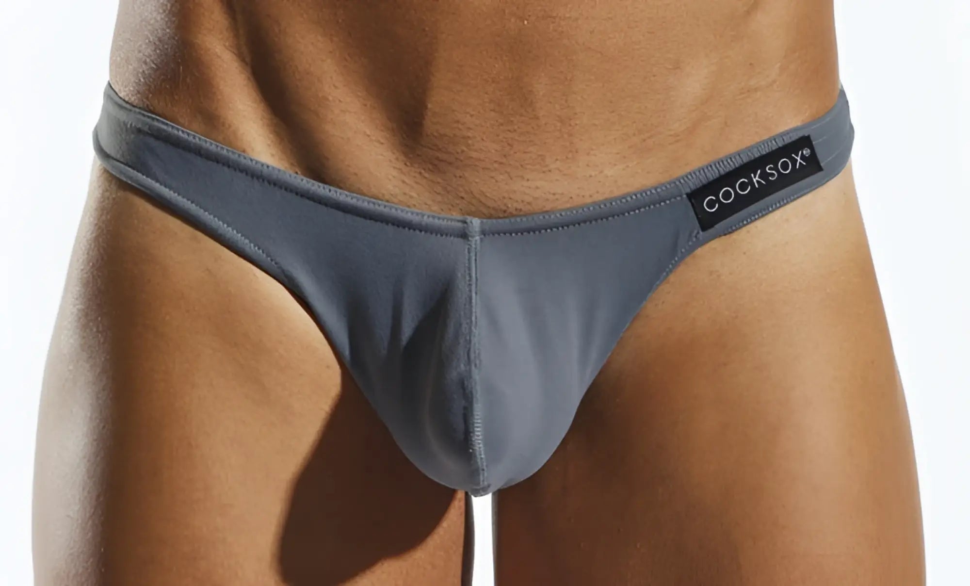 Gray Cocksox CX05 thong with a sleek minimalist design and subtle stitching details for comfortable wear